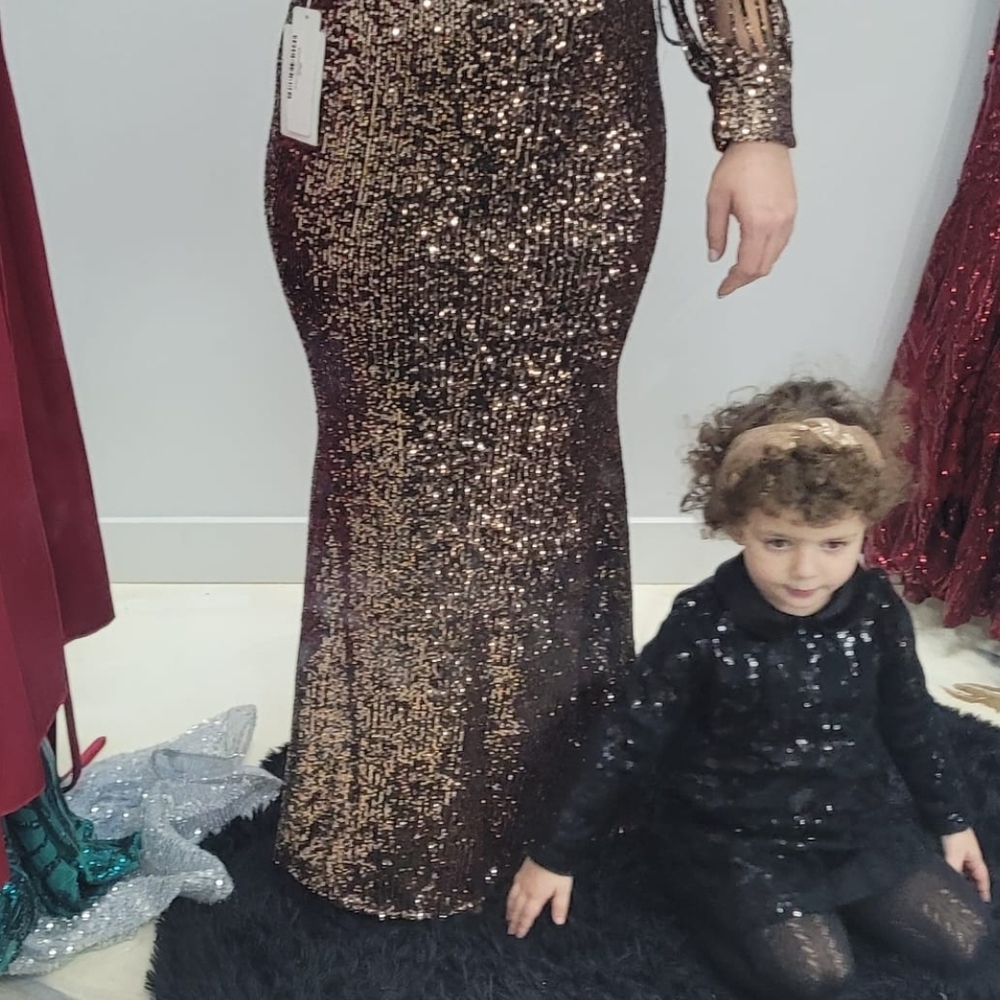 Sequin Gown in Brown